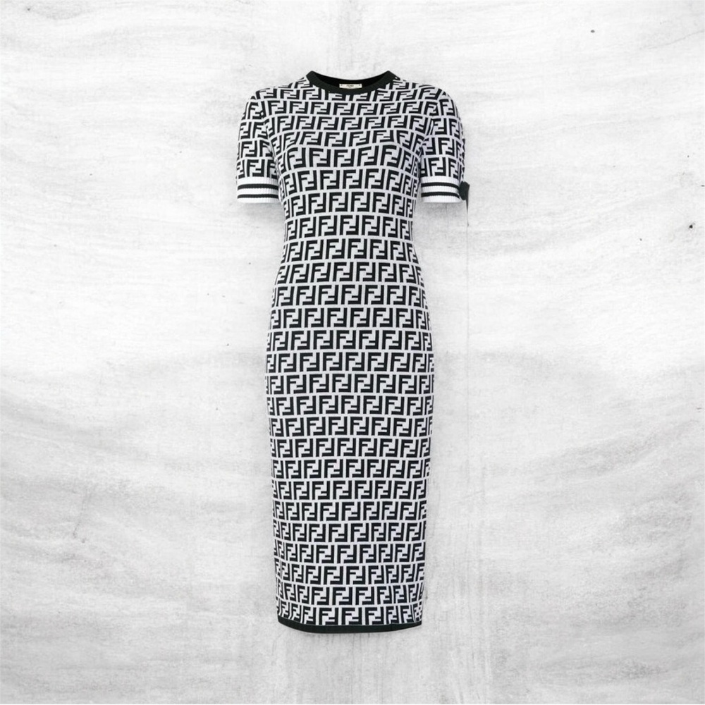 Fendi Black and White Patterned Dress - Picture 3 of 4